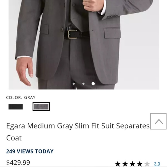 Egara Slim Fit Suit Jacket Dark Grey 46 Long - Picture 7 of 8